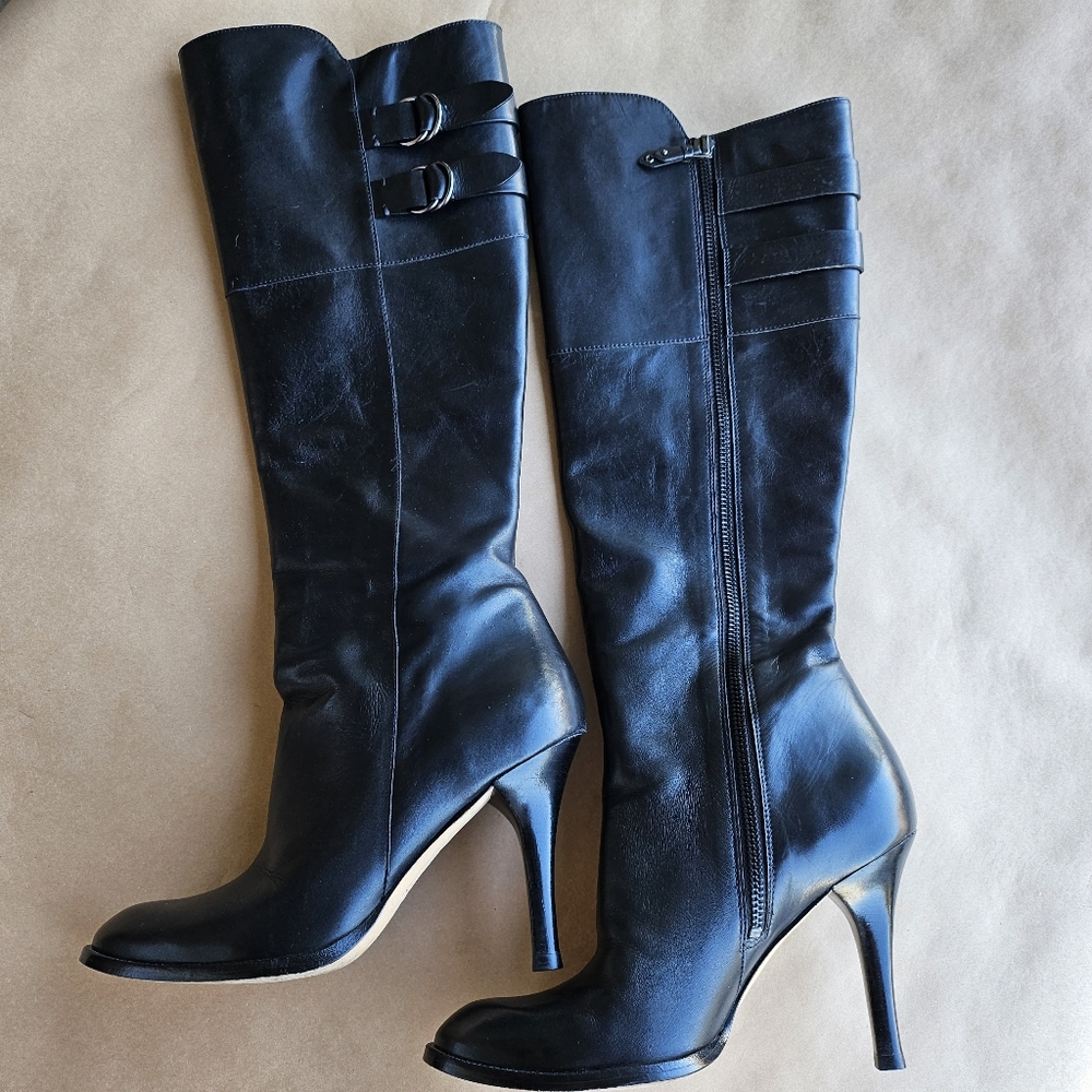 Cole Haan x Nike Air black leather knee high boots 7B